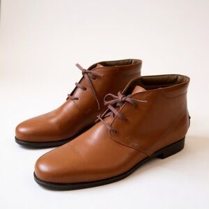 JP Tod's Lace-Up Vintage Brown Leather Ankle Boots Size EU 37.5 US 7.5 W…